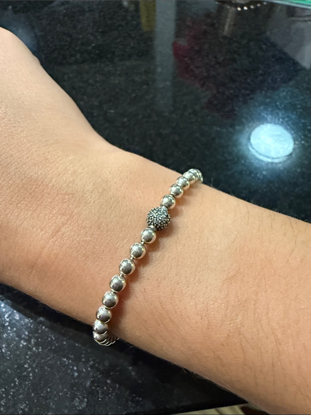 Pandora Sterling Silver Beaded Bracelet with Pavé Accent